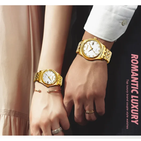 Chenxi CHENXI 8204 Gold Quartz Watch Elegant Dual-Gender Design With Date Display