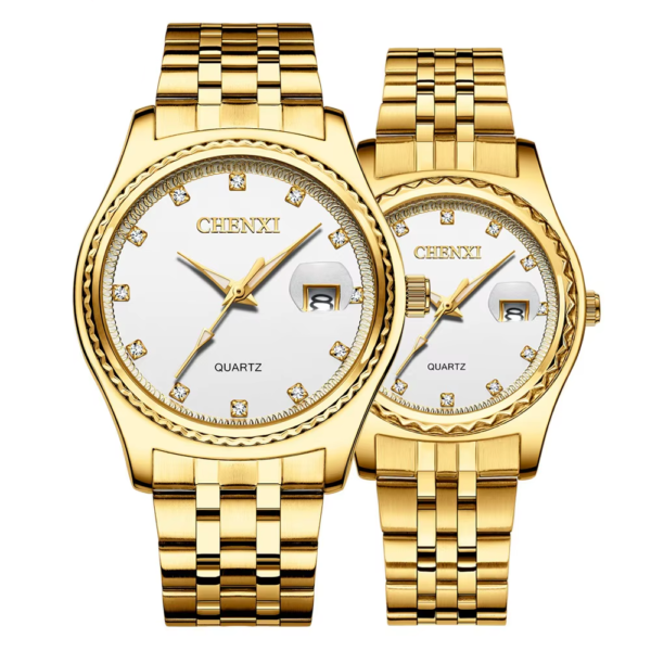 chenxi CHENXI 8204 Gold Quartz Watch Elegant Dual-Gender Design with Date Display