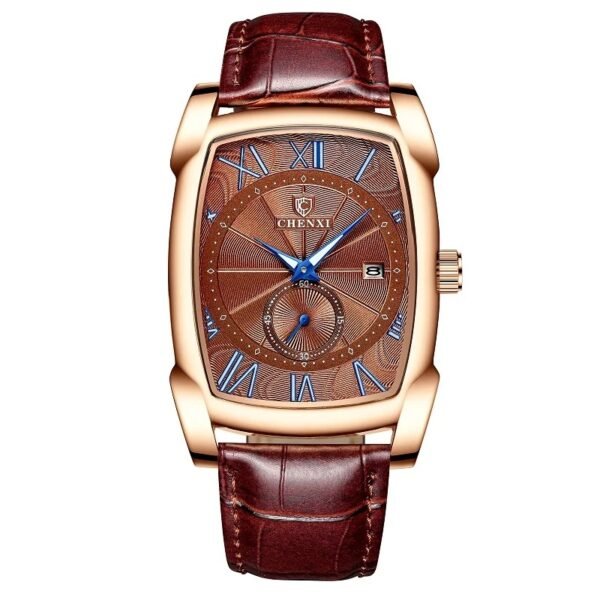 chenxi CHENXI 8209 Rose Gold Shell Elegant Rectangular Watch with Calendar