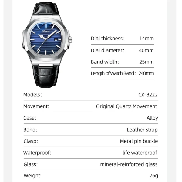 Chenxi CHENXI 8222 Elegant Leather Strap Quartz Watch