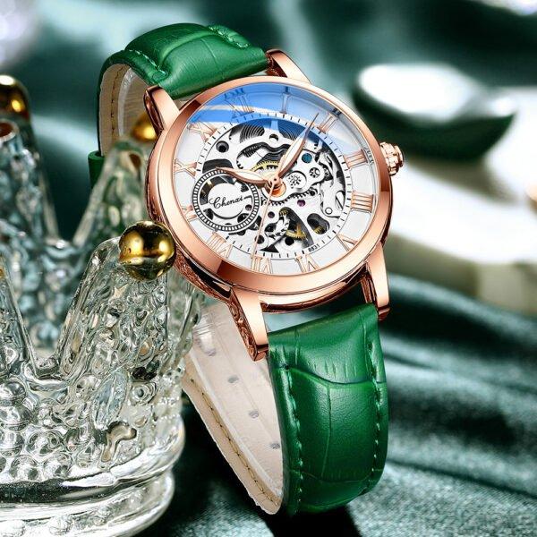 Chenxi CHENXI 8831 Skeleton Automatic Watch For Men Roman Dial & Leather Strap