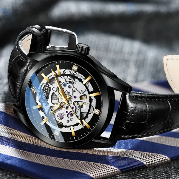 Chenxi CHENXI 8878 Skeleton Mechanical Watch With Leather Strap