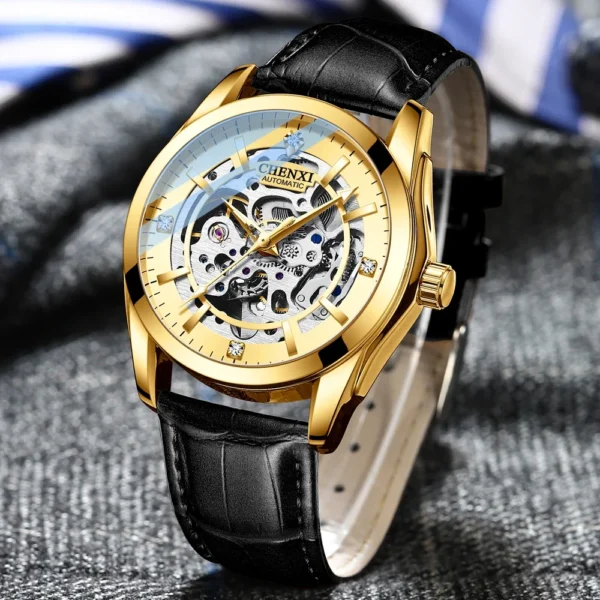Chenxi CHENXI 8878 Skeleton Mechanical Watch With Leather Strap