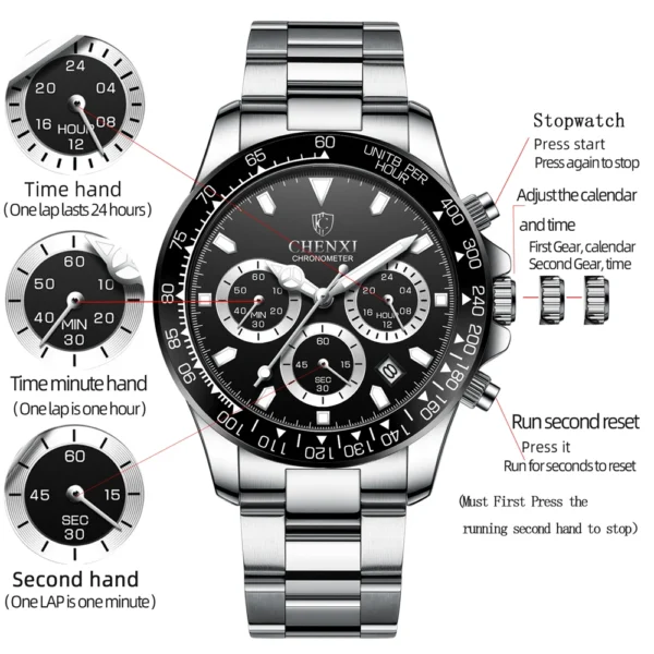 Chenxi CHENXI 908 Chronograph Quartz Watch With Luminous Hands