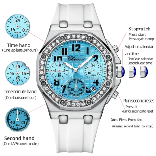 Chenxi CHENXI 913 Chronograph With Silicone Strap & Luminous Dial
