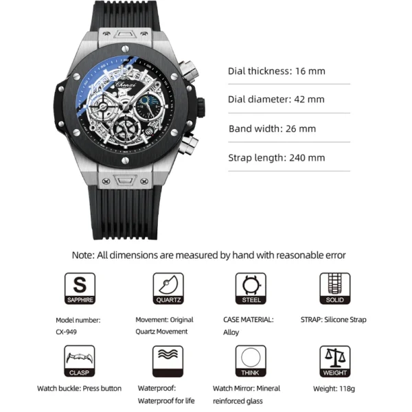 Chenxi CHENXI 949 Skeleton Chronograph Sport Watch