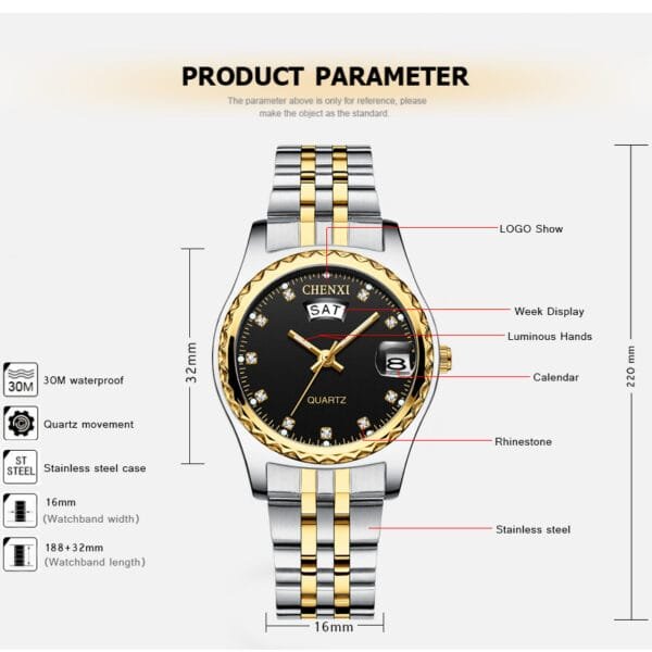 Chenxi CHENXI Women Luxury Quartz Watches Ladies Golden