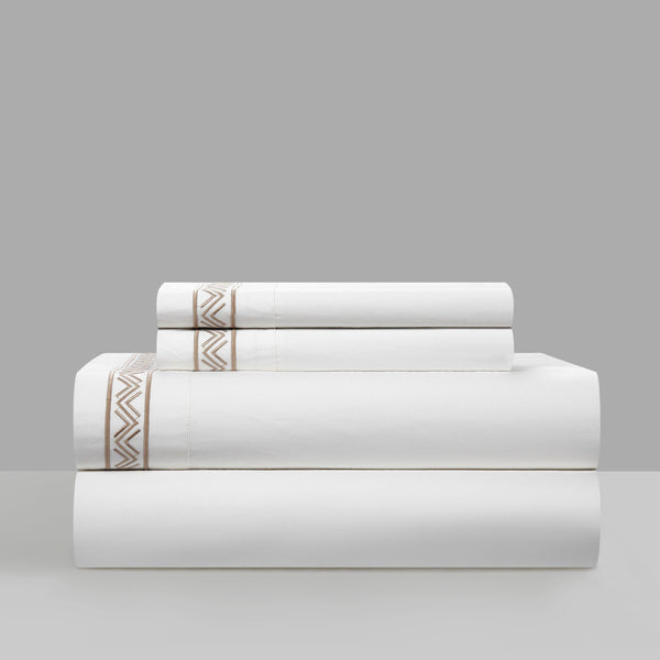 chic home Arden 4 Piece Embroidered Cotton Sheet Set