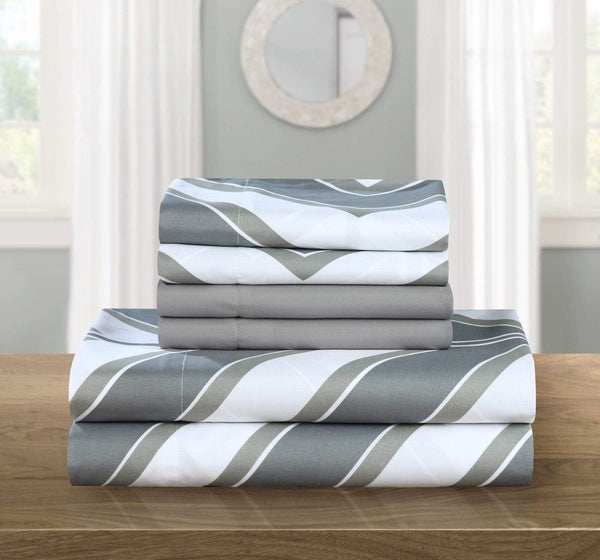 Chic Home Ariel 6 Piece Striped Chevron Sheet Set With Pillowcases