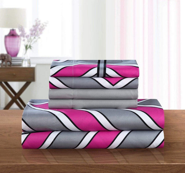Chic Home Ariel 6 Piece Striped Chevron Sheet Set With Pillowcases