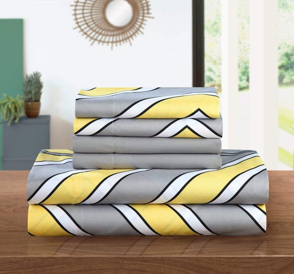 Chic Home Ariel 6 Piece Striped Chevron Sheet Set With Pillowcases