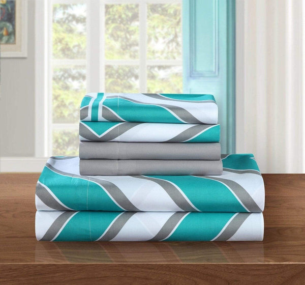 chic home Ariel 6 Piece Striped Chevron Sheet Set with Pillowcases