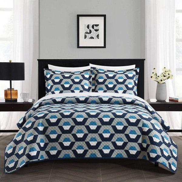 chic home Arthur 7 Piece Geometric Pattern Quilt Set