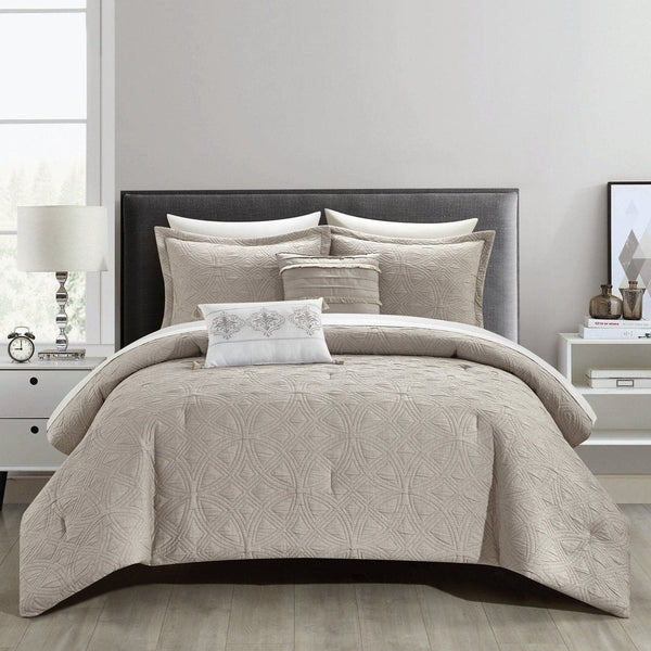 chic home Artista 9 Piece Cotton Blend Jacquard Comforter Set