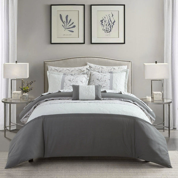 chic home Ava 8 Piece Color Block Floral Comforter Set