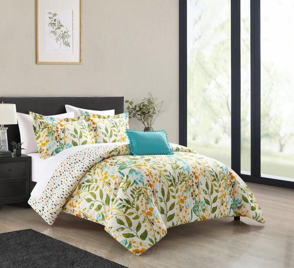 Chic Home Blaire 4 Piece Reversible Floral Print Comforter Set