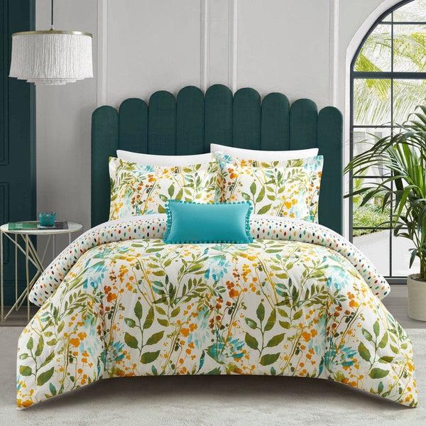 chic home Blaire 8 Piece Reversible Floral Print Comforter Set