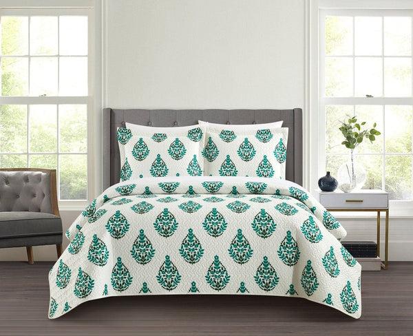 chic home Breana 3 Piece Floral Medallion Print Quilt Set