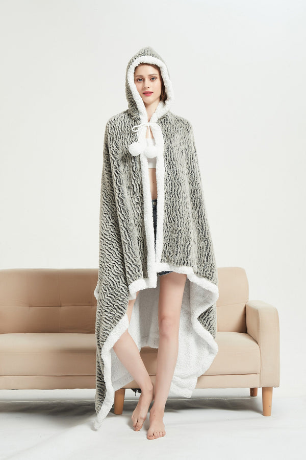 Chic Home Brighton Snuggle Hoodie Contemporary Animal Pattern Robe Micromink Sherpa Wearable Blanket