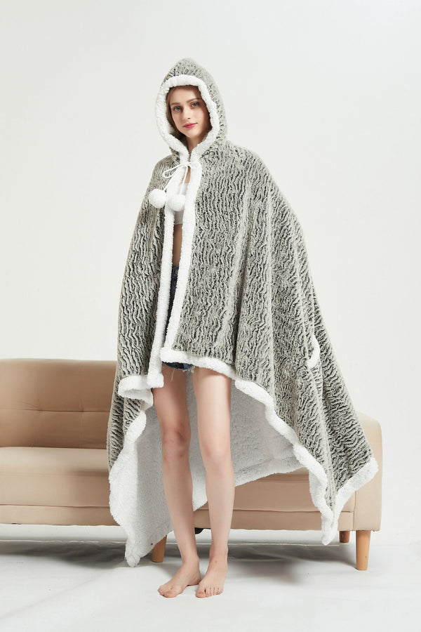 Chic Home Brighton Snuggle Hoodie Contemporary Animal Pattern Robe Micromink Sherpa Wearable Blanket