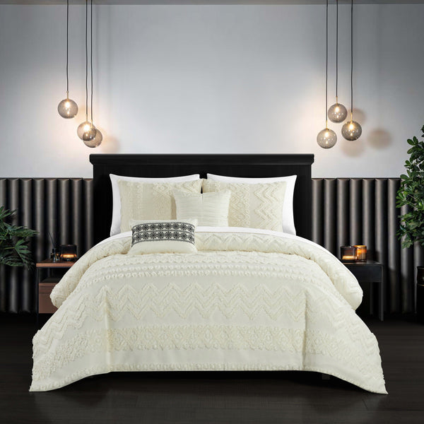 chic home Addison 5 Piece Jacquard Comforter Set