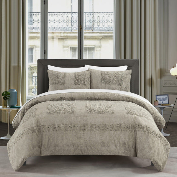 chic home Amara 3 Piece Faux Fur Comforter Set