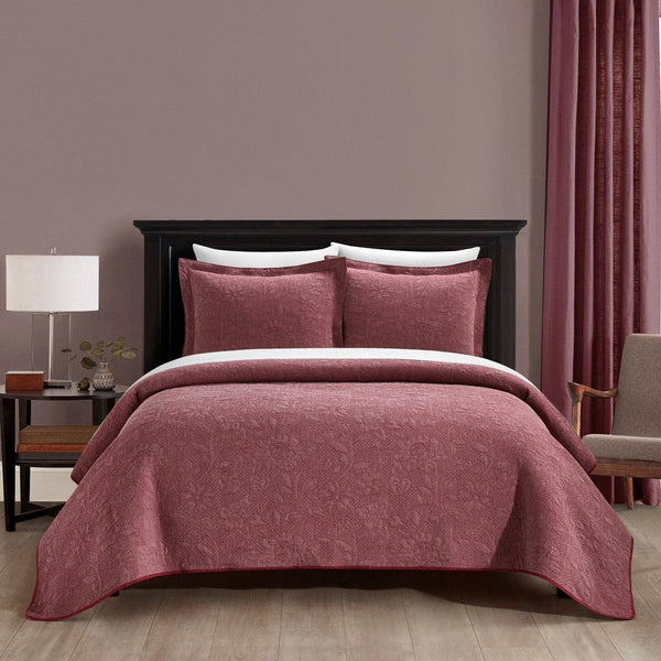 chic home Austin 3 Piece Cotton Blend Quilt Set