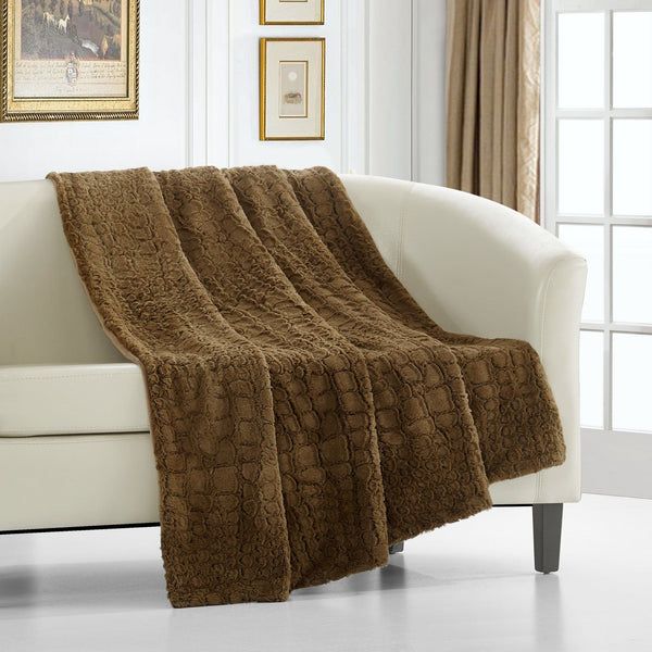 chic home Crocodile Faux Fur Throw Blanket