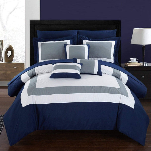chic home Duke 10 Piece Color Block Comforter Set