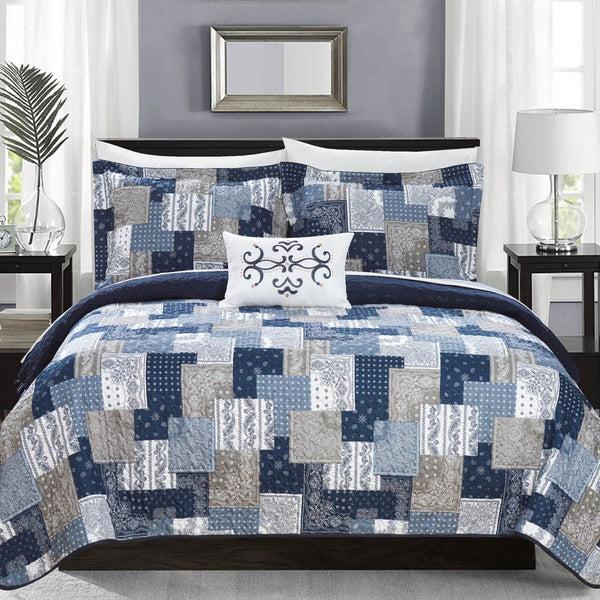 chic home Eliana 4 Piece Patchwork Boho Quilt Set