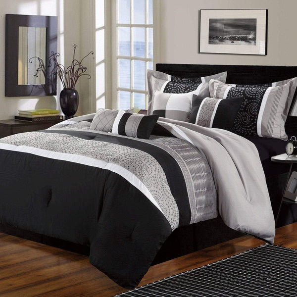 Chic Home Euphoria 8 Piece Striped Comforter Set