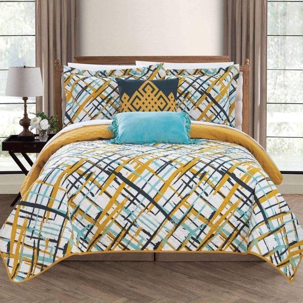 chic home Gingham 5 Piece Reversible Quilt Set