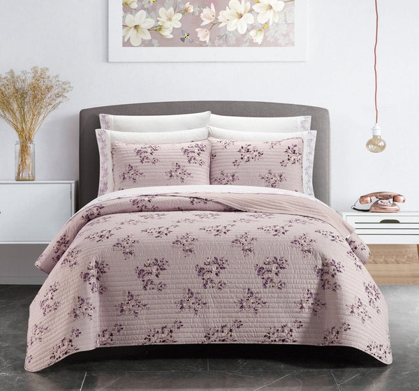 chic home Giverny 9 Piece Floral Print Quilt Set
