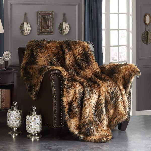 chic home Hadar Two Tone Faux Fur Throw Blanket