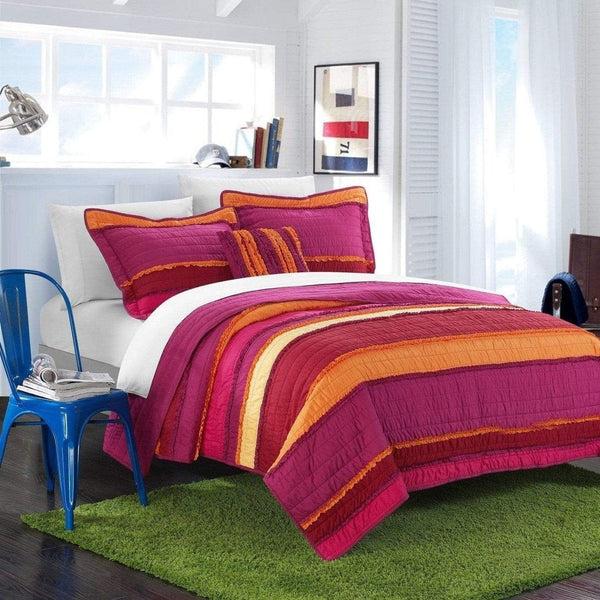 chic home Italica 4 Piece Pleated Quilt Set