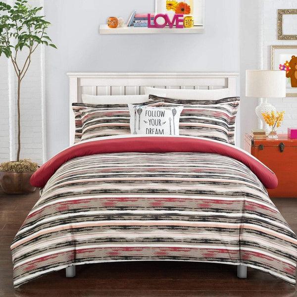 chic home Karan 4 Piece Striped Duvet Cover Set