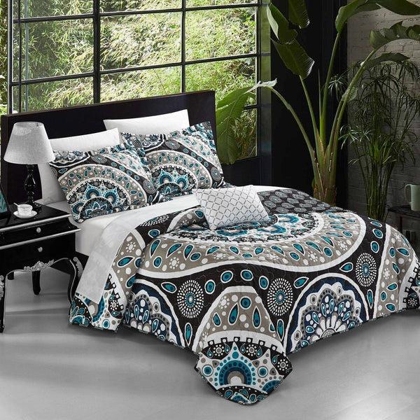 chic home Lucena 4 Piece Boho Paisley Quilt Set
