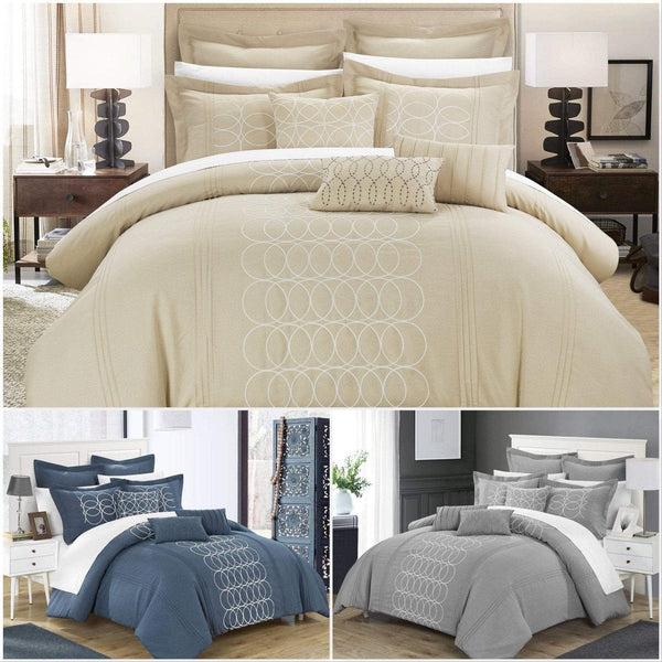 chic home Moderna 8 Piece Faux Linen Comforter Set