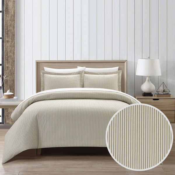 chic home Morgan 3 Piece Striped Duvet Cover Set