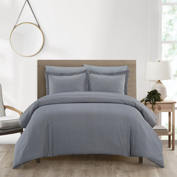 chic home Morgan 7 Piece Striped Duvet Cover Set