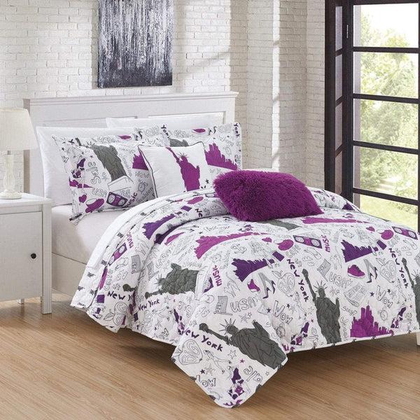 Chic Home New York 5 Piece Reversible Quilt Set