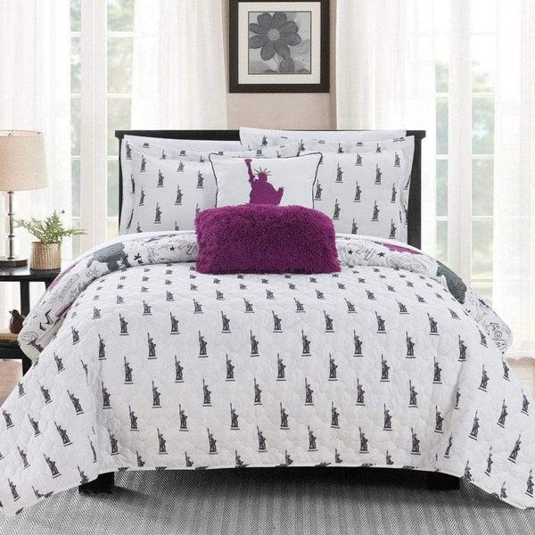 Chic Home New York 5 Piece Reversible Quilt Set