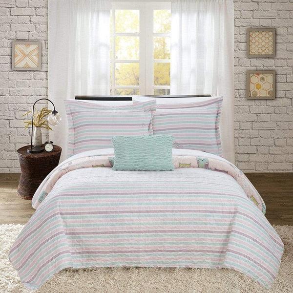 Chic Home Owl Farm 4 Piece Cute Owl Quilt Set