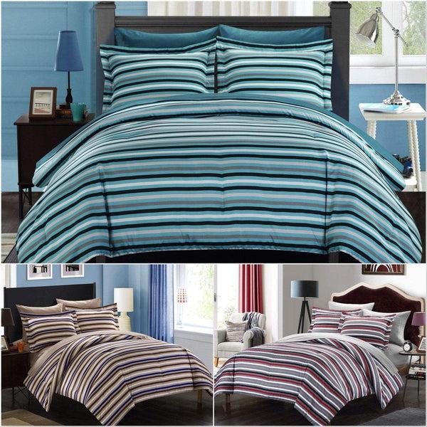 chic home Peyton 7 Piece Striped Comforter Set