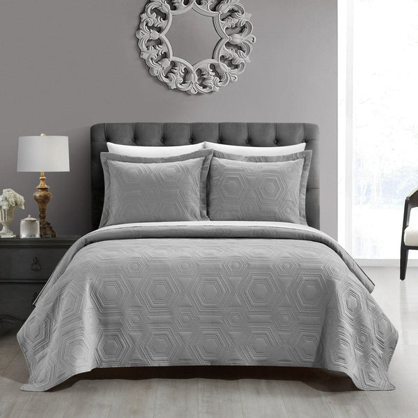chic home Rhapsody 3 Piece Geometric Quilt Set