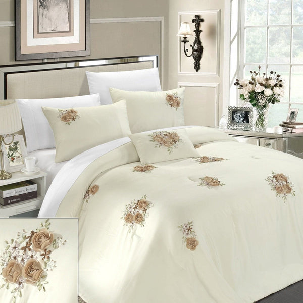 Chic Home Rosetta 5 Piece Floral Comforter Set