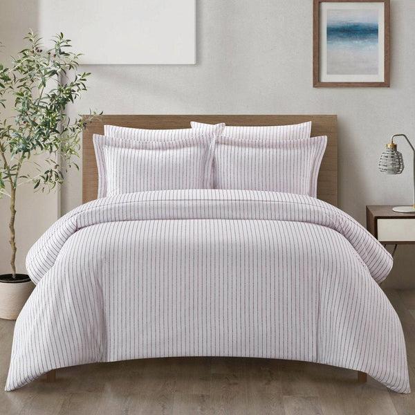 chic home Wesley 7 Piece Striped Duvet Cover Set
