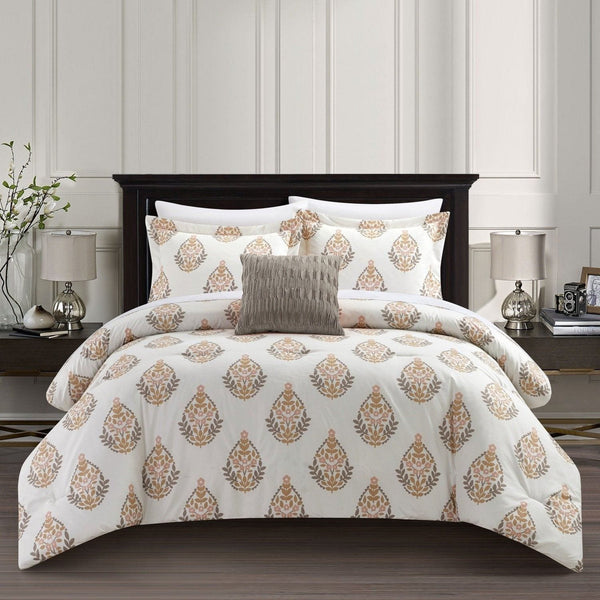 chic home Clarissa 4 Piece Floral Medallion Print Comforter Set