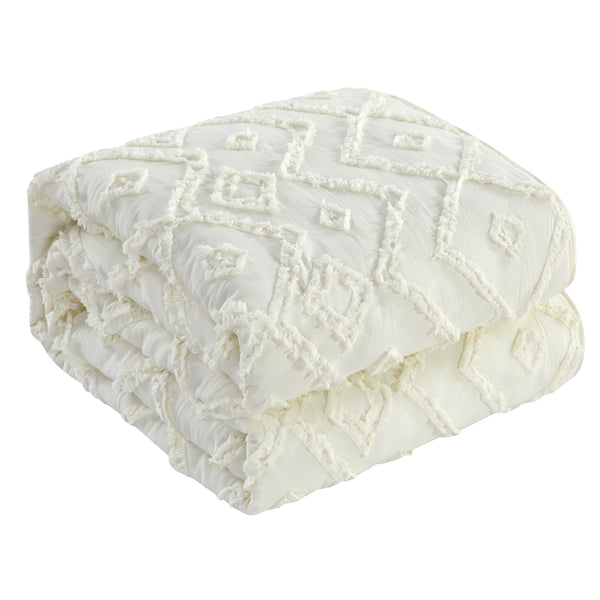 Chic Home Cody 3 Piece Clip Jacquard Cotton Quilt Set