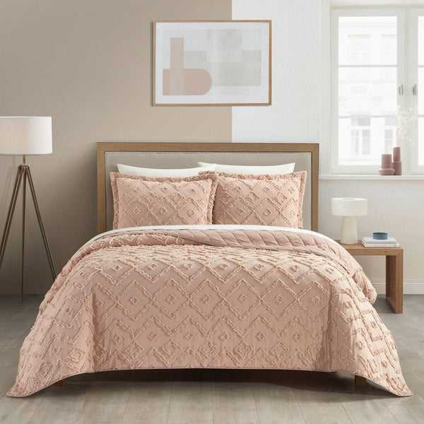 chic home Cody 7 Piece Clip Jacquard Cotton Quilt Set